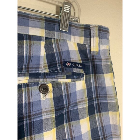 Chaps Cotton Plaid Shorts Men's Size 40 Blue Preppy Golf Casual Summer P10 - Picture 3 of 6